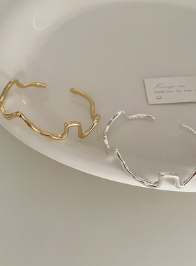 不规则金属手镯女设计感小众复古夸张个性百搭气质时尚手饰冷淡风