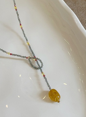 复古民族风天然石串珠项链女轻奢优雅个性独特气质百搭颈链锁骨链