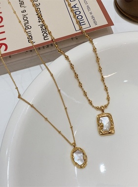 不规则金属贝壳项链女法式复古小众个性简约百搭气质颈链锁骨链