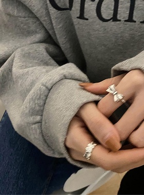 复古不规则金属蝴蝶结开口戒指套装女韩国个性简约百搭气质指环