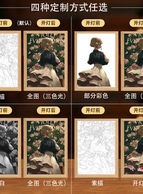来图定制灯光画七龙珠z哆啦a梦led镜子小夜灯发光装饰画生日礼物