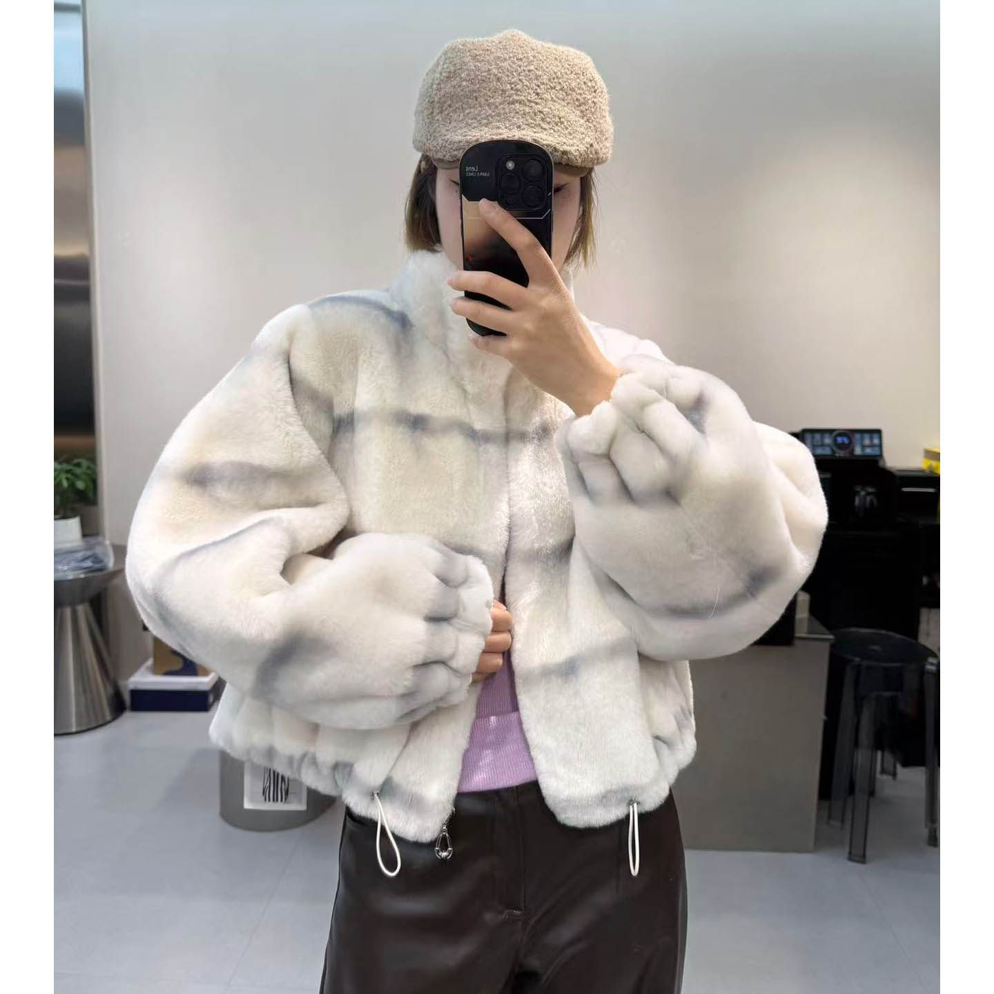 仿貂绒皮毛一体外套女短款皮草立领灯笼袖宽松感上衣冬季新款,淘宝优惠券,粉丝福利购,淘宝优惠卷