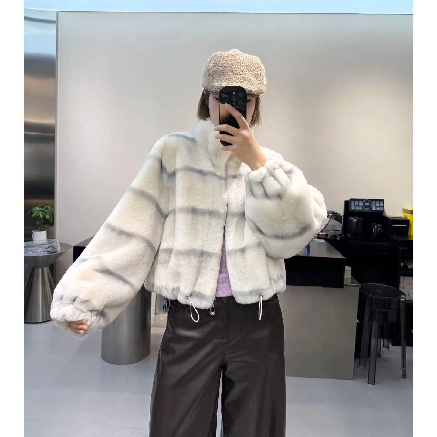 仿貂绒皮毛一体外套女短款皮草立领灯笼袖宽松感上衣冬季新款,淘宝优惠券,粉丝福利购,淘宝优惠卷