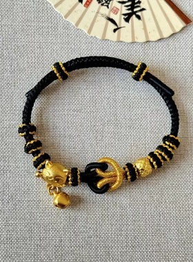 孔钱结手绳手工编绳转运珠手绳可串黄金女八股辫3mm手绳本命年绳