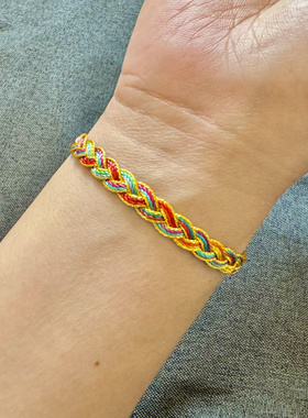 端午节五彩绳手绳龙绳宝宝儿童大人成人款五色线手工编织龙鳞手链