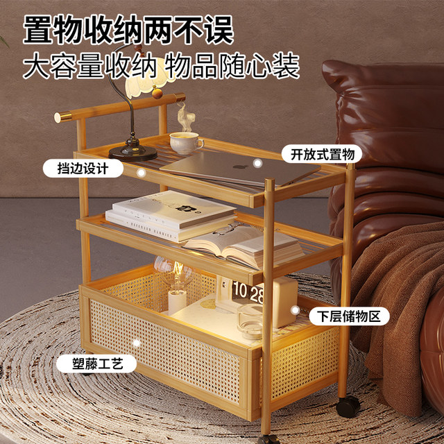 Sofa side table, movable living room side cabinet, bedside storage rack, coffee table, small table, multi-functional snack cart cabinet
