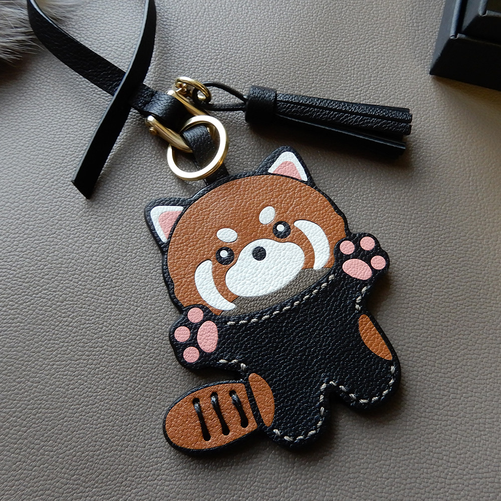 小浣熊挂饰小熊猫包挂钥匙扣纯手工法羊真皮卡通可爱生日礼物定制,淘宝优惠券,粉丝福利购,淘宝优惠卷