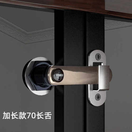 极简玻璃展柜门锁双门锁铝合金门框玻璃柜锁加长转舌锁对开门锁扣 - 图2