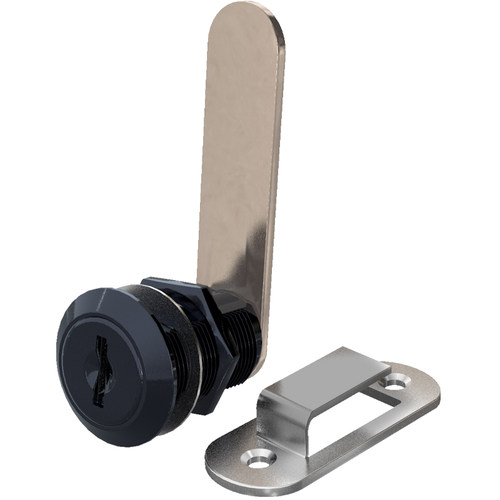 极简玻璃展柜门锁双门锁铝合金门框玻璃柜锁加长转舌锁对开门锁扣 - 图3