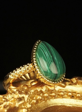 复古宫廷风孔雀石戒指
