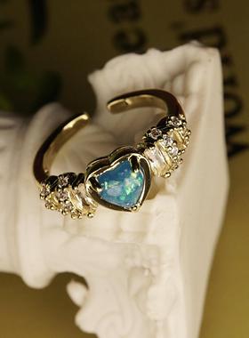 《伊甸园》法式复古微镶锆石爱心戒指可调节高级感宫廷风心形指环