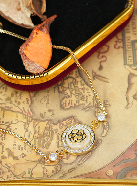 《冰清山茶》清新简约满钻山茶花手链高级感小众精致学生闺蜜首饰