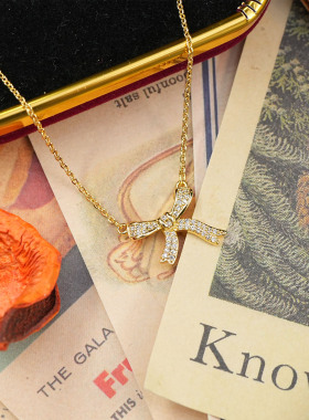 中古vintage蝴蝶结项链