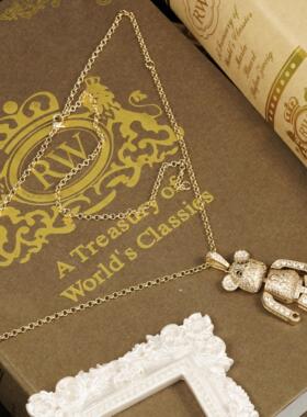 时尚满钻暴力熊吊坠项链