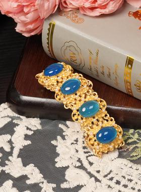 西洋重工蓝色琉璃宫廷风手链