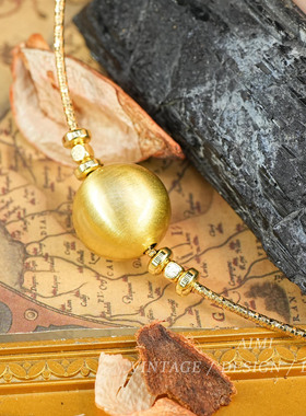 中古vintage圆形金珠吊坠项链
