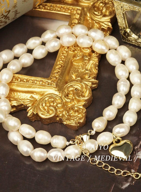 《白月光》复古爱心珍珠项链女锁骨链小众设计感高级轻奢精致颈链