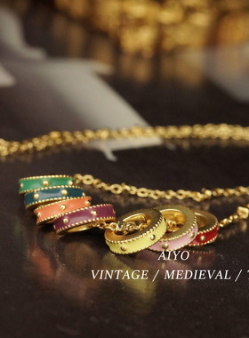 复古轻奢重工珐琅七彩项链