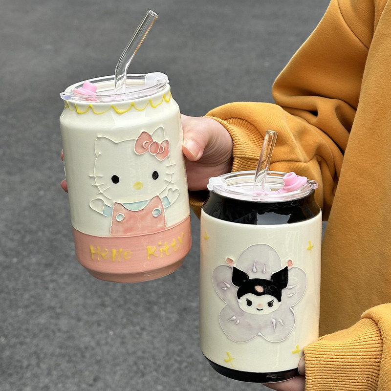 可爱高颜值猫咪吸管水杯情侣款陶瓷马克杯送女生生日礼物伴手礼盒,淘宝优惠券,粉丝福利购,淘宝优惠卷