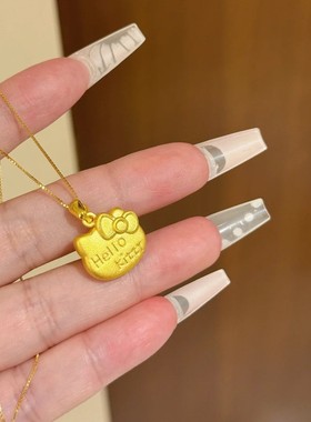 小红书爆款双面黄金色Hello kitty项链抖音新款KT猫女小众锁骨链