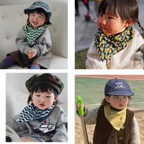 South Korea Imported Spring Autumn Pure Cotton Cartoon Triangle Double-sided Saliva Towel Baby Children Baby Baby Round Mouth Windproof Scarves