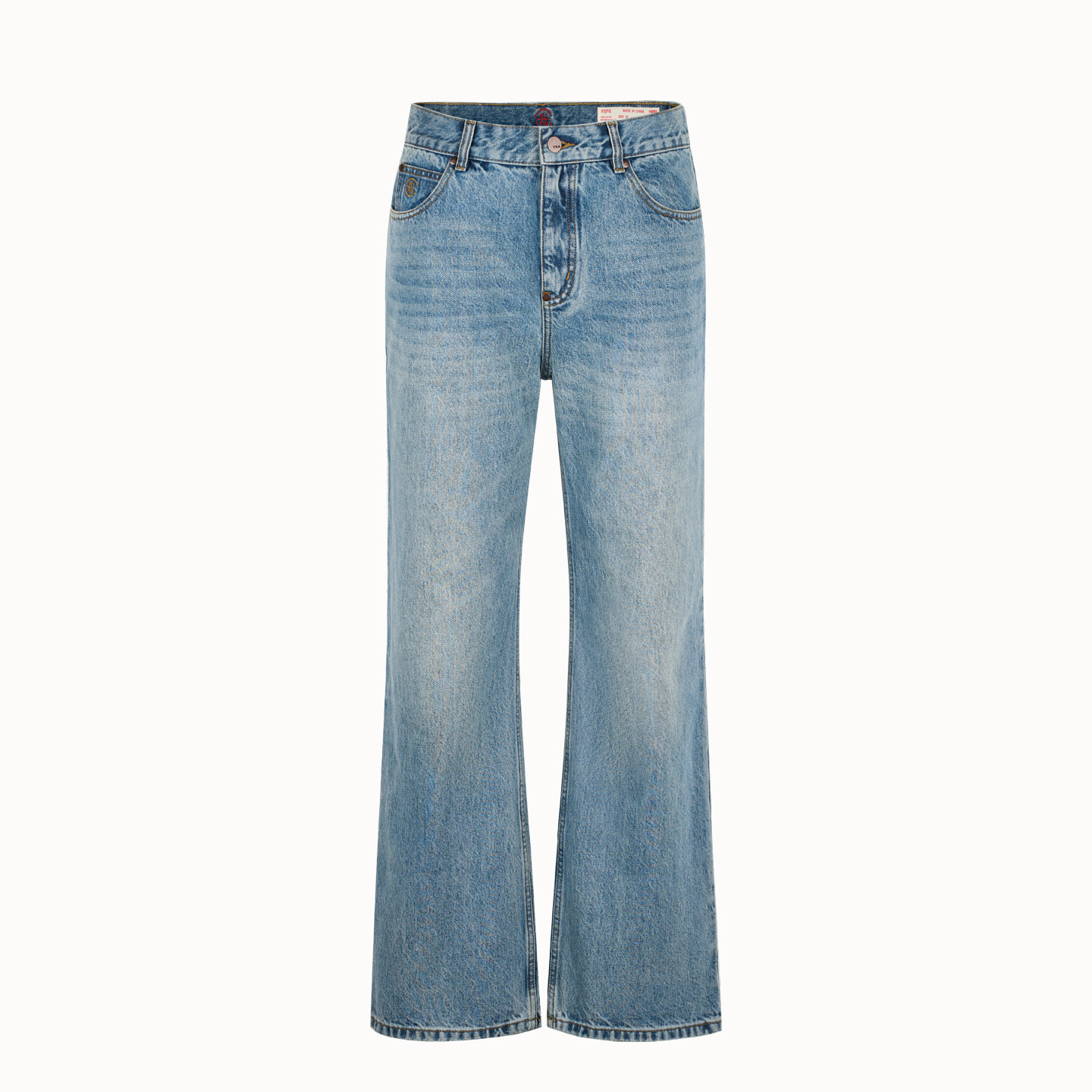 PIPG 水洗牛仔裤男士微喇中腰裤经典复古冰蓝色517版型百搭休闲裤,淘宝优惠券,粉丝福利购,淘宝优惠卷