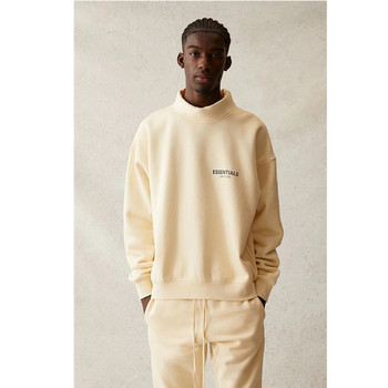 FOG Fear Of God Essentials double thread reflective print 21 new trendy half turtleneck plus velvet sweatshirt