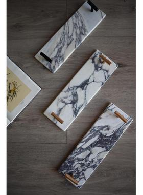 猫爪出品 宝格丽天然大理石托盘浴室玄关简约置物收纳盘首饰托盘