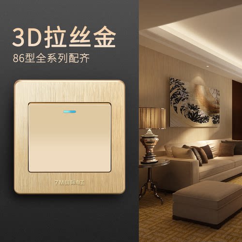 国际电工开关插座 86型暗装墙壁香槟金面板单联1位 一开单控开关 - 图0