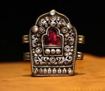 Tibet fine Qing Dynasty pure silver alloy Tonggalu box Buddha box