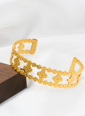 四叶草百搭手镯不锈钢小众设计