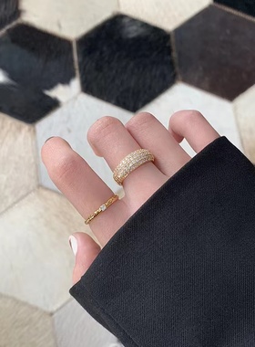 ins时尚锆石钛钢镀金戒指女简约