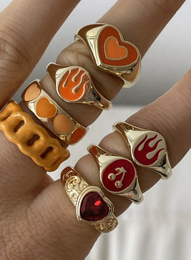 欧美宫廷爱心锆石钛钢镀金戒指女