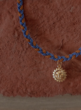 镀金编绳颈链幸运原创设计银饰