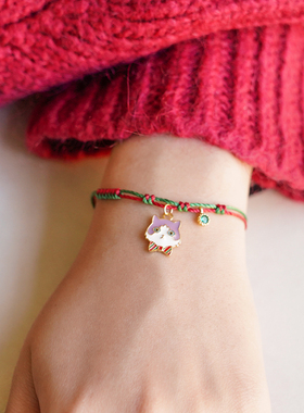 THISNESS纯银猫咪狗狗圣诞手链