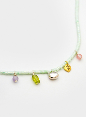 串珠项链猫咪薄荷绿THISNESS纯银