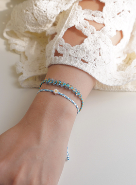 THISNESS纯银镀金拉长石编织手链