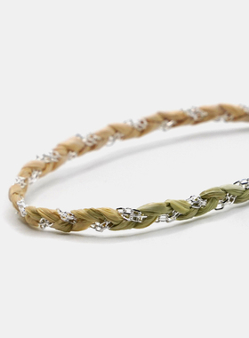 THISNESS 纯银渐变黄绿编织手链小众原创设计