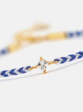 thisness幸运手链纯银菱形蓝白