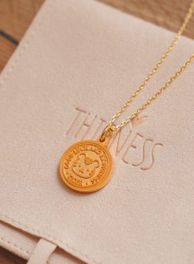 虎年礼物纯银镀金女项链