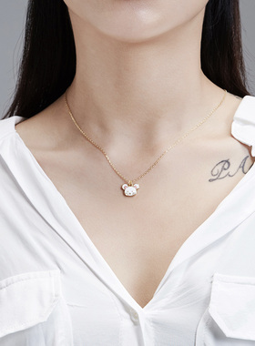 thisness生肖鼠纯银镀金萌鼠项链