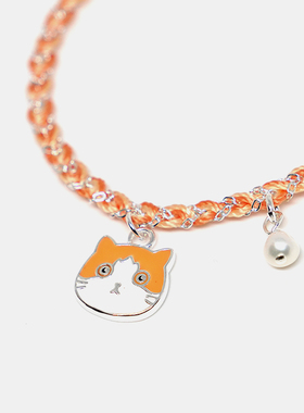 thisness喵星球纯银橘色猫咪手链