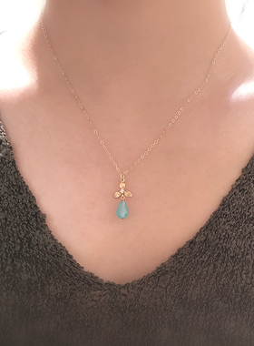 三NESS花园水滴14K锁骨链金项