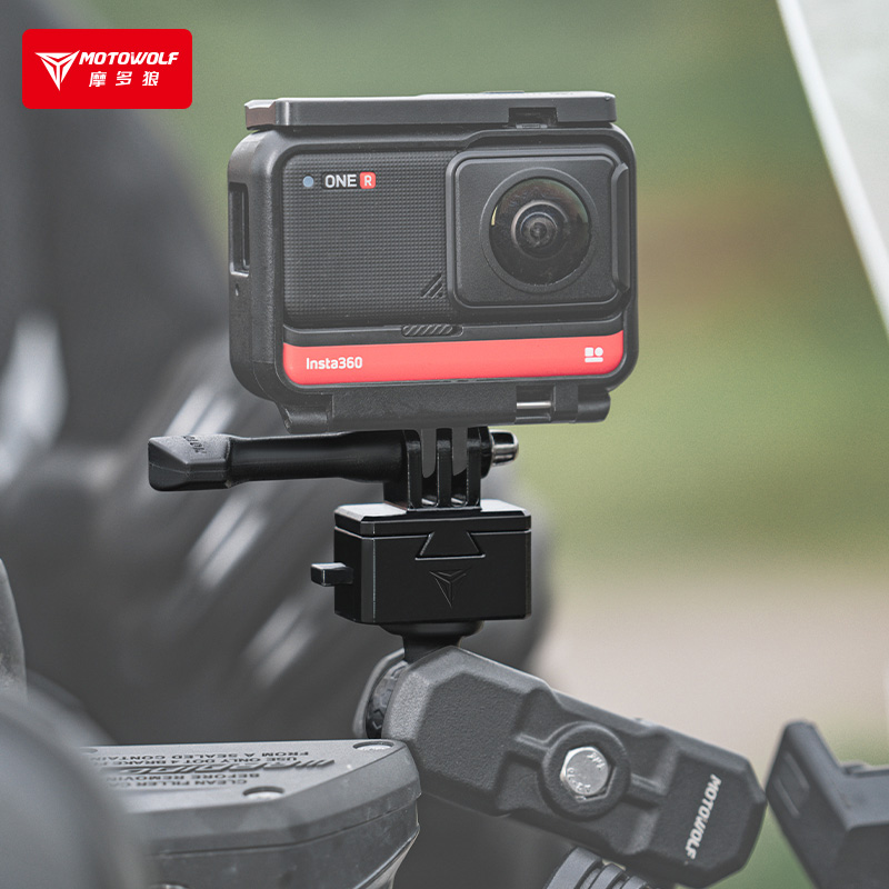 摩多狼摩托车车把自拍杆固定架快拆底座360全景运动相机支架gopro - 图0