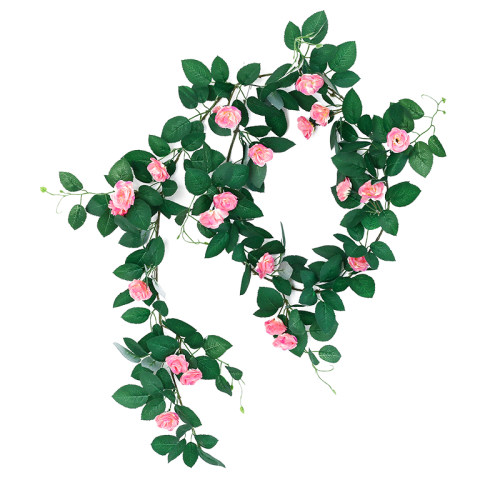 单支玫瑰花藤假花藤条空调管道缠绕仿真花装饰塑料花束绢花艺摆件 - 图3