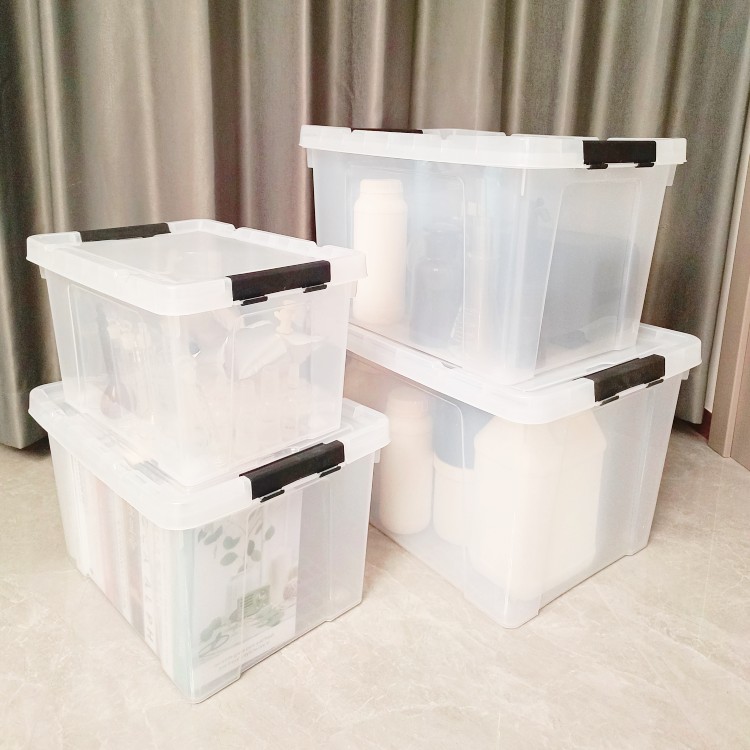 实验室收纳箱储物箱整理箱带盖大号塑料箱透明加厚提手药物收纳箱 - 图0