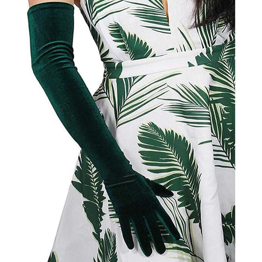 新款金丝绒礼仪晚礼服保暖长手套宴会派对歌剧天鹅绒手套长款舞会