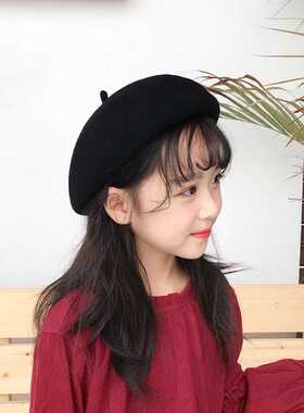 秋冬季儿童贝雷帽子时尚女童