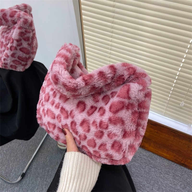 设计小众包手提女小包豹纹2025新款时尚单肩毛毛包托特包简约通勤,淘宝优惠券,粉丝福利购,淘宝优惠卷