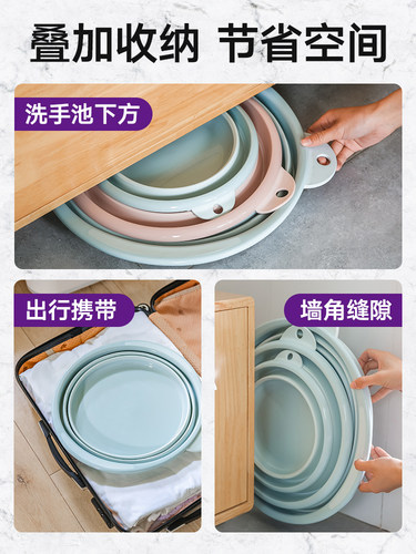 折叠盆洗脸盆旅行便携式大号硅胶家用旅游车载收缩压缩可伸缩水盆 - 图2